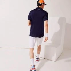 Polo Lacoste Sport Colorblock Bleu Marine / Jaune / Orange -HEAD boutique polo lacoste sport colorblock bleu marine jaune orange 3