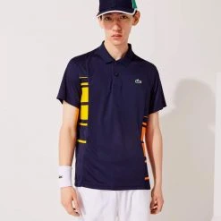 Polo Lacoste Sport Colorblock Bleu Marine / Jaune / Orange -HEAD boutique polo lacoste sport colorblock bleu marine jaune orange 4