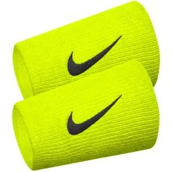Serre-Poignets Nike Double Largeur Jaune Fluo / Noir X 2