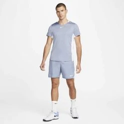 T-Shirt Nike Court Dri-Fit Advantage Bleu Gris -HEAD boutique t shirt nike court dri fit advantage bleu gris 1